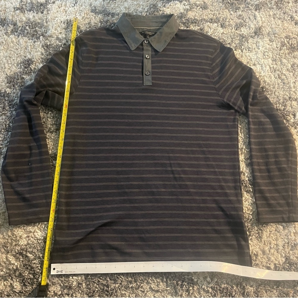 Banana Republic Men's Striped Black Polo Shirt